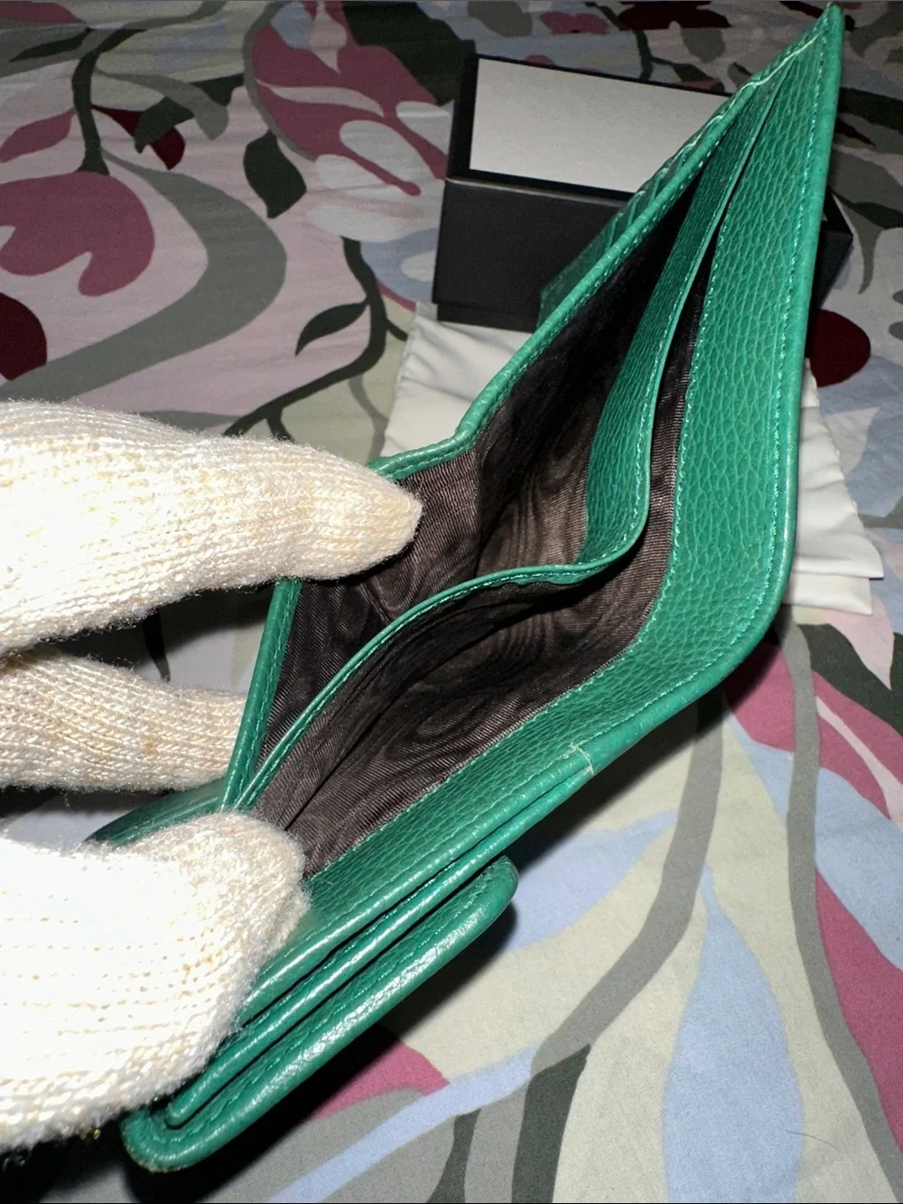 Gucci Green Pebbled Leather Wallet